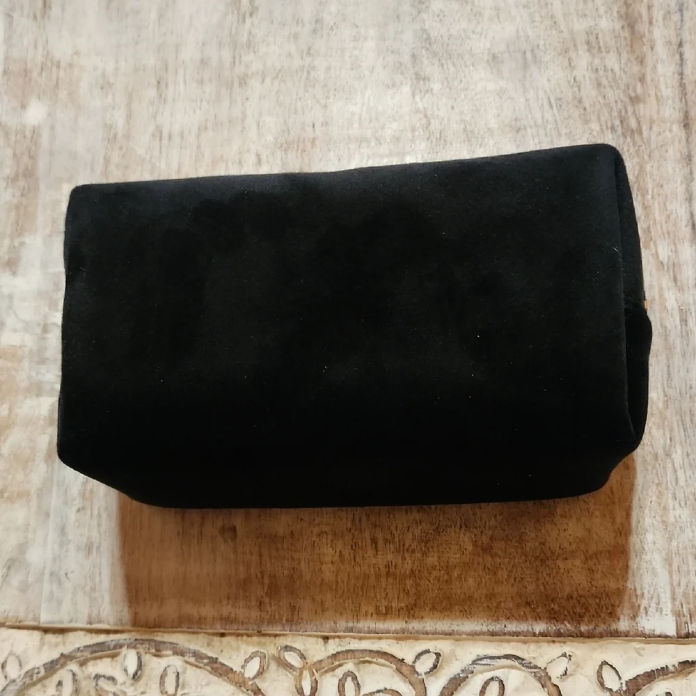 Dior Soft Black Cosmetic Pouch With Gold Accents